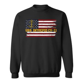 Aircraft Carrier Uss Intrepid Cv-11 Veteran Day Fathers Day Sweatshirt - Seseable
