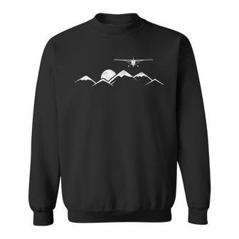 Airplane Over Mountains Gift For Pilots Sweatshirt | Mazezy