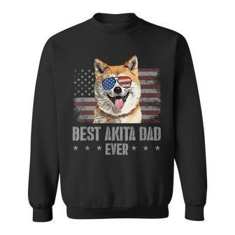 Akita Best Dog Dad Ever Retro Usa American Flag Sweatshirt | Mazezy