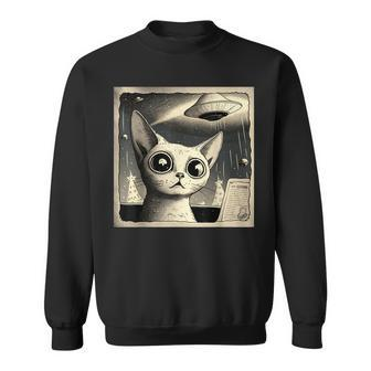 Alien Ufo Funny Cat Selfie Sweatshirt | Mazezy