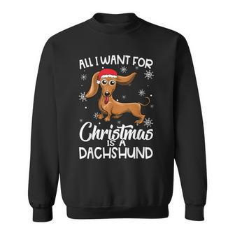 All I Want For Christmas Is A Dachshund Dog Lover Gifts Xmas Men Women Sweatshirt Graphic Print Unisex - Seseable