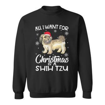 All I Want For Christmas Is A Shih Tzu Dog Lover Gifts Xmas Men Women Sweatshirt Graphic Print Unisex - Seseable