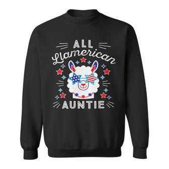 All Llamerican Auntie Aunt Mother July 4Th Patriotic Llama Sweatshirt - Monsterry