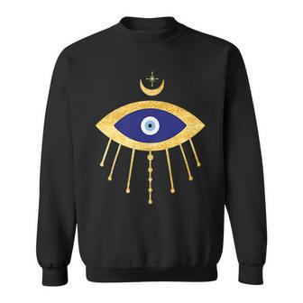 All Seeing Evil Eye Yellow Eyelashes Curse Protection Sweatshirt | Mazezy