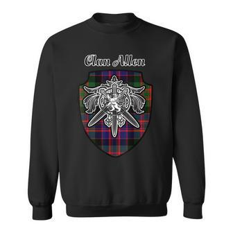 Allen Scottish Clan Family Tartan Lion Sword Name Crest Sweatshirt - Seseable