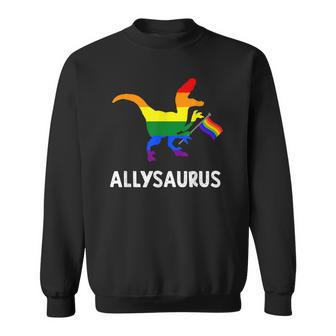 Allysaurus Trans Ally T Rex Dinosaur Gay Pride Parade Lgbt V2 Men Women Sweatshirt Graphic Print Unisex - Thegiftio UK