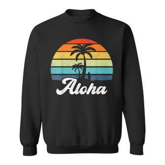 Aloha Hawaii Hawaiian Island Palm Beach Surfboard Surf V4 Sweatshirt - Seseable