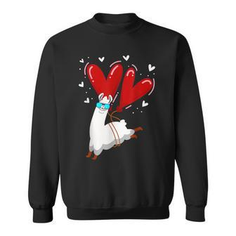 Alpaca Heart Love Funny Valentines Day Animal Llama Lover Men Women Sweatshirt Graphic Print Unisex - Seseable