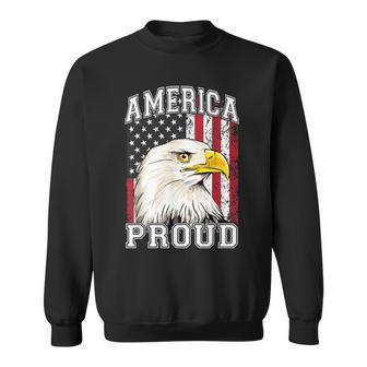 America Proud American Eagle Us Flag 4Th Of July Sweatshirt - Seseable