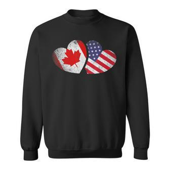 American Canadian Heart Valentines Day Gifts Usa Flag Canada Sweatshirt - Seseable