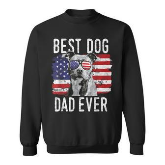 American Flag Best Dog Dad Ever Staffordshire Bull Terrier Gift For Mens Sweatshirt | Mazezy