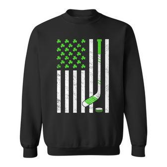 American Flag Irish Hockey Shamrock St Patricks Day Sweatshirt - Thegiftio