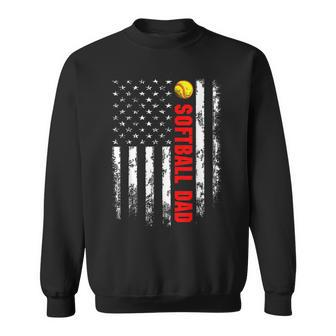 American Flag Softball Dad Backside Essential Sweatshirt - Thegiftio UK