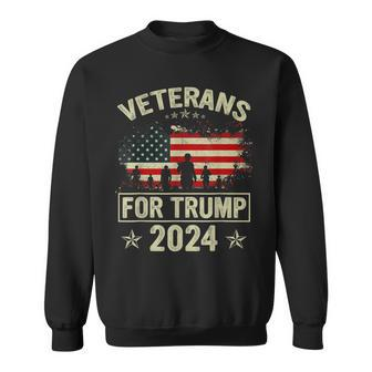 American Flag Veterans For Trump 2024 - Dad Grandpa Veterans Sweatshirt - Seseable