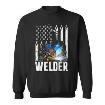 American Flag Welder Funny Patriotic Fathers Day Gift Sweatshirt - Seseable