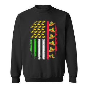 American Mexican Flag With Sombrero And Taco Cinco De Mayo Sweatshirt | Mazezy