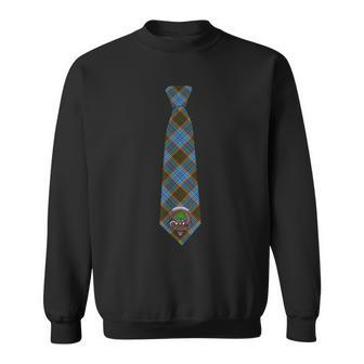 Anderson Tartan Necktie & Clan Badge Sweatshirt - Seseable