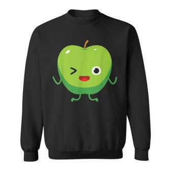 Apfel-Charakter Sweatshirt für Kinder, Lustiges Design in Schwarz - Seseable