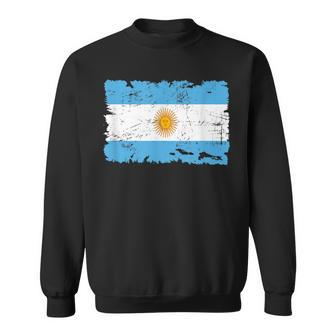 Argentina Grunge Style Flag Map And Flag Souvenir Sun Of May Men Women Sweatshirt Graphic Print Unisex - Seseable