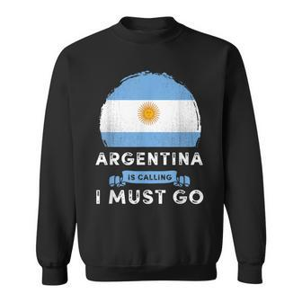 Argentina Is Calling I Must Go Argentina Country Map Flag Men Women Sweatshirt Graphic Print Unisex - Seseable