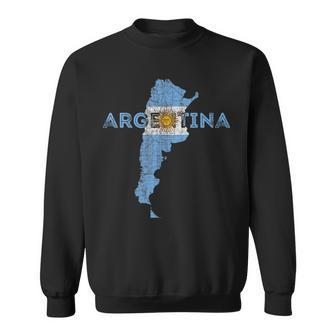 Argentinian Map And Flag Souvenir Distressed Argentina Men Women Sweatshirt Graphic Print Unisex - Seseable