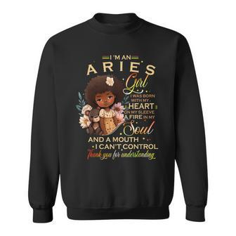 Aries Girl Birthday African American Little Girl Sweatshirt | Mazezy