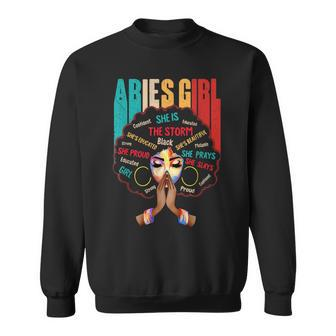 Aries Girl She Slays & Prays March April Birthday Queens Sweatshirt | Mazezy