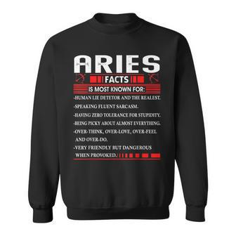 Aries Zodiac Birthday Aries Facts Gift Funny Sweatshirt | Mazezy