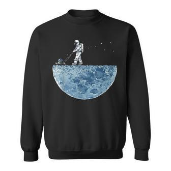 Astronaut Mowing The Moon Lawn Men Women Sweatshirt Graphic Print Unisex - Seseable
