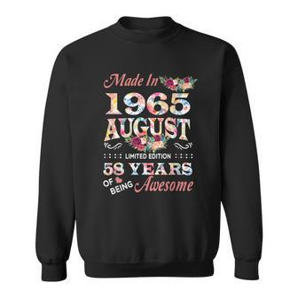 August 1965 Flower 58 Years Of Being Awesome Sweatshirt - Seseable