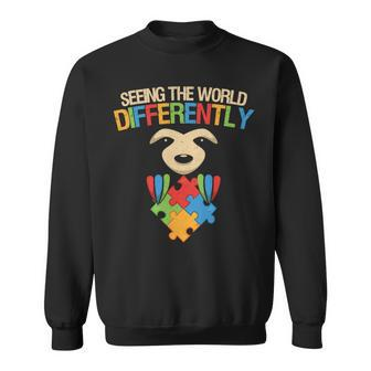 Autism Autistic Seeing The World Differently Autism Awareness Sloth Autism Awareness Sweatshirt - Monsterry AU