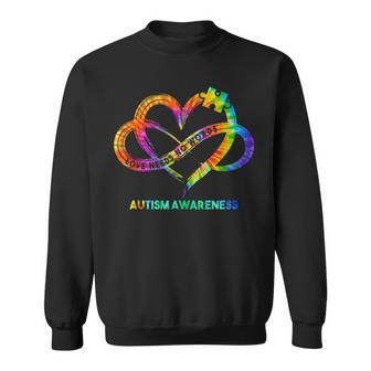 Autism Awareness Infinity Heart Love Needs No Words Tie Dye Sweatshirt | Mazezy