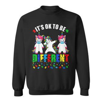 Autism Awareness Unicorn Face Mask Its Ok To Be Different Sweatshirt - Seseable