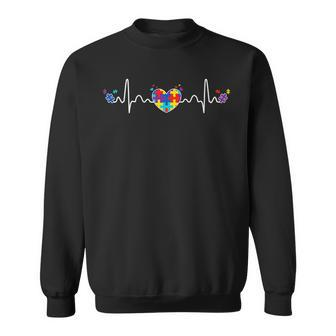 Autism Heartbeat Autistic Awareness Fighter Special Needs Sweatshirt - Seseable