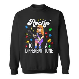 Autism Rockin To A Different Tune Autism Girl Sweatshirt | Mazezy