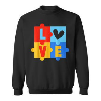 Autism Valentines Day Puzzle Love Heart Autistic Valentine Men Women Sweatshirt Graphic Print Unisex - Seseable