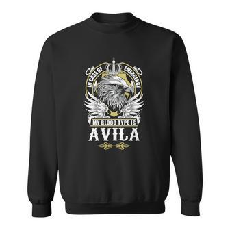 Avila Name T - In Case Of Emergency My Blood Sweatshirt - Seseable
