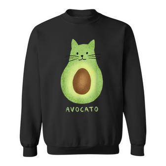 Avocato Funny Cute Cat Avocado Vegan And Cat Lover Kitten Sweatshirt - Seseable