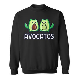 Avogato Avocado Cat Cat Vegan Men Women Sweatshirt Graphic Print Unisex - Seseable