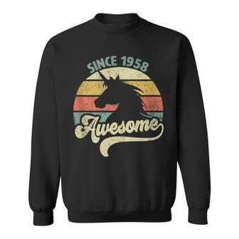 Awesome Since 1958 Retro Unicorn Birthday Gift Vintage Sweatshirt - Seseable