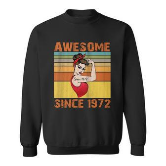 Awesome Since 1972 50Th Birthday Messy Bun Sweatshirt - Monsterry
