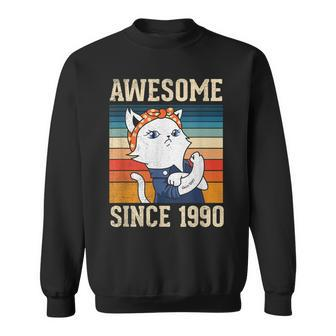 Awesome Since 1990 Vintage Women Birthday Gift 33 Years Old Sweatshirt - Seseable