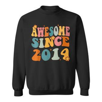 Awesome Since 2014 Birthday 9Th Anniversary Groovy 9 Years Sweatshirt | Mazezy