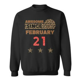 Awesome Since 21. Februar Sweatshirt, Leopardenmuster Vintage Geburtstag - Seseable
