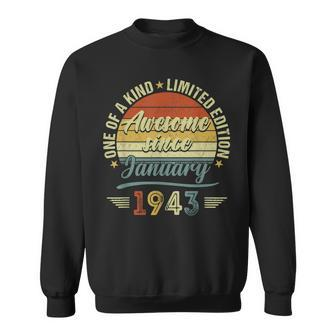 Awesome Since January 1943 80 Years Old Gifts 80Th Birthday Men Women Sweatshirt Graphic Print Unisex - Seseable