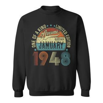 Awesome Since January 1948 Gifts 75 Year Old 75Th Birthday Sweatshirt - Seseable