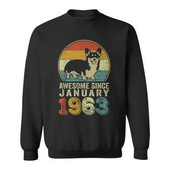 Awesome Since January 1963 60Th Birthday Gift Dog Lovers Men Women Sweatshirt Graphic Print Unisex - Seseable