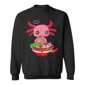 Axolotl Eating Ramen Valentines Day Animal Japanese Food Sweatshirt - Seseable
