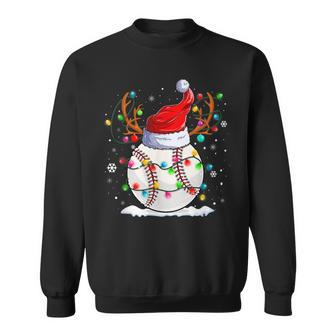 Baseball Santa Hat Reindeer Christmas Lights Funny Xmas Men Women Sweatshirt Graphic Print Unisex - Seseable