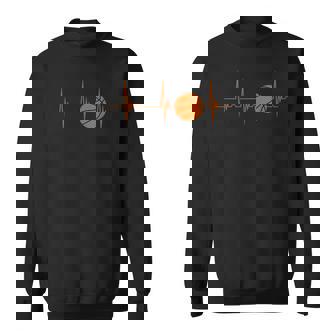 Basketball Sports Playing Heartbeat Ekg Pulse Basketball Men Women Sweatshirt Graphic Print Unisex - Seseable